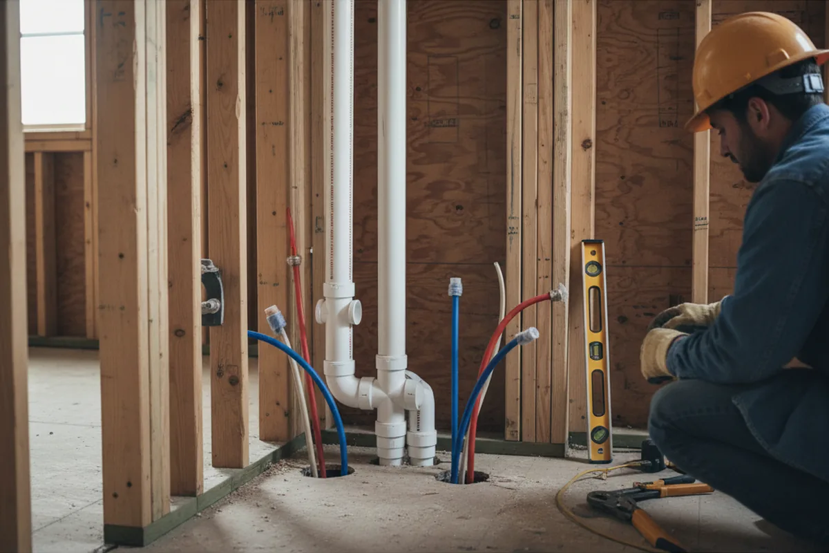 Drain and supply rough-in during Garbage Disposal Repair in Linton