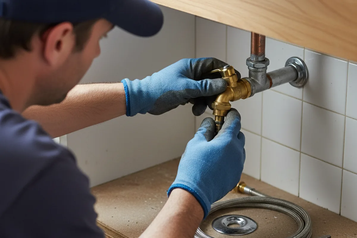 Shutoff valve and fitting work during Emergency Plumbing in Linton